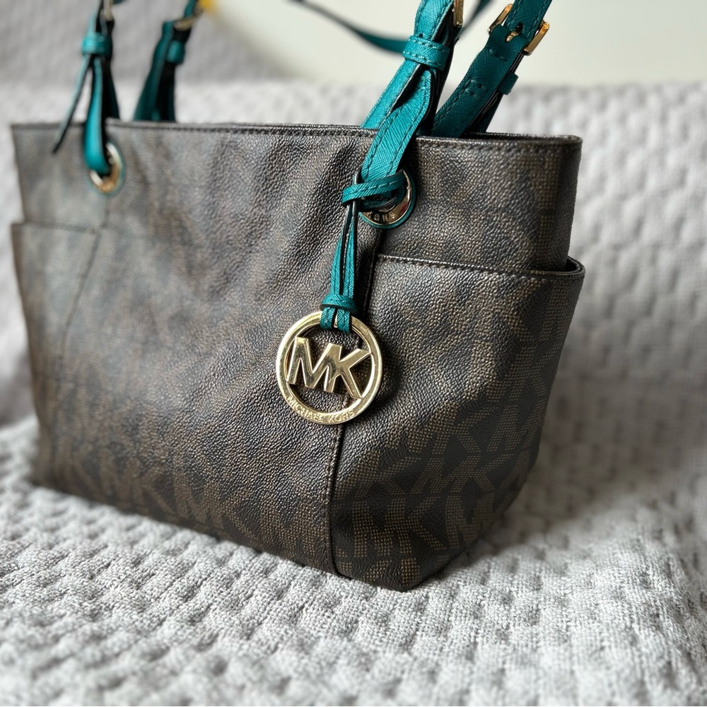 Michael Kors Brown and Teal Women's Bag